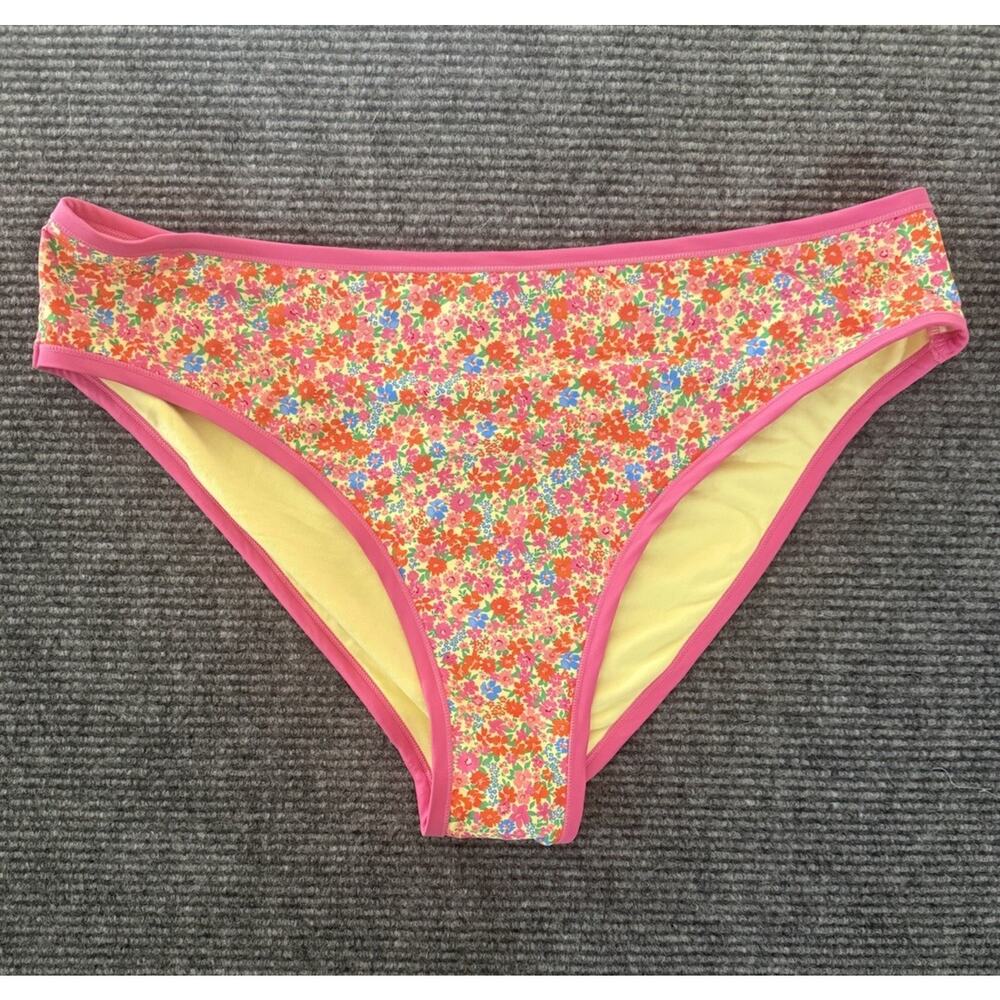 Wild Fable Women’s Mid Rise Floral Cheeky Bikini Bottoms 2X NWT Yellow Pink